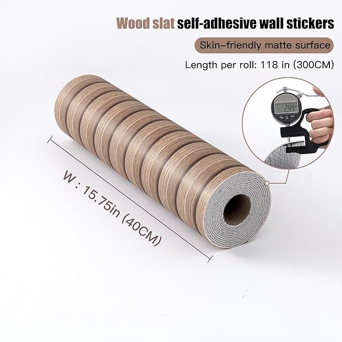 Peel and Stick PVC Slat Wall Panels, Wood Grain Self-Adhesive Soundproof - Image 5