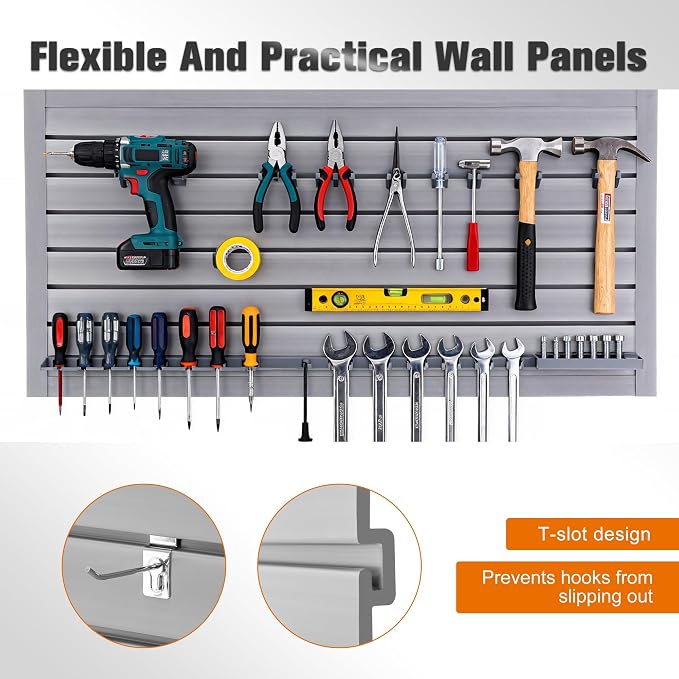 Slatwall Panel 4x2FT PVC Slat Wall Panels Garage Slat Wall Organizer Heavy Duty - Image 5