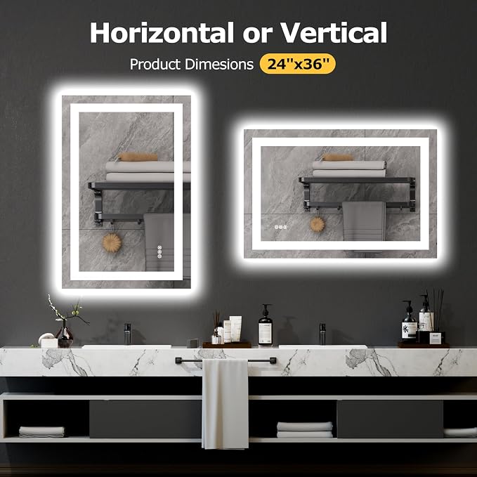 Hivone 24X36 LED Bathroom Mirror - Image 5
