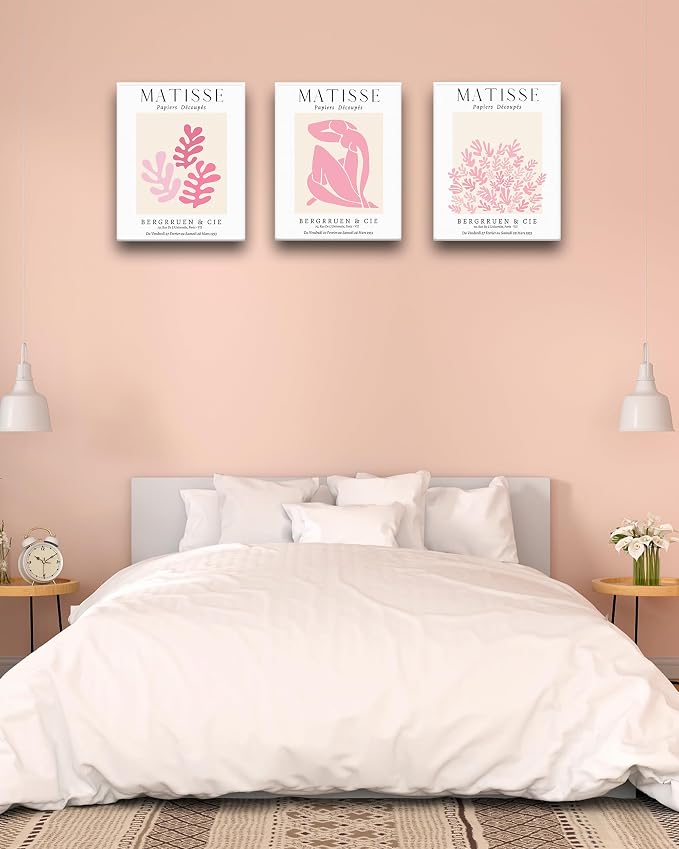 HesenDot Framed Matisse Pink Wall Art Set of 3, Minimalist Wall Decor, 12x16IN - Image 7