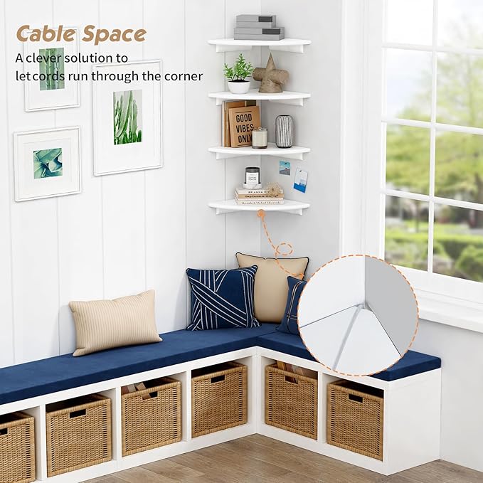 Forbena Corner White Floating Book Shelves - Image 4