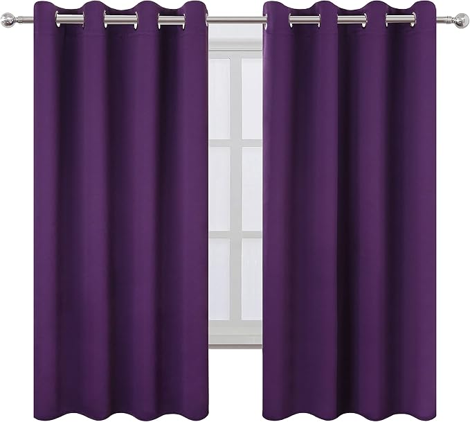 LEMOMO Purple Blackout Curtains 66 x 63 Inch Length/Set of 2 Curtain - Image 2