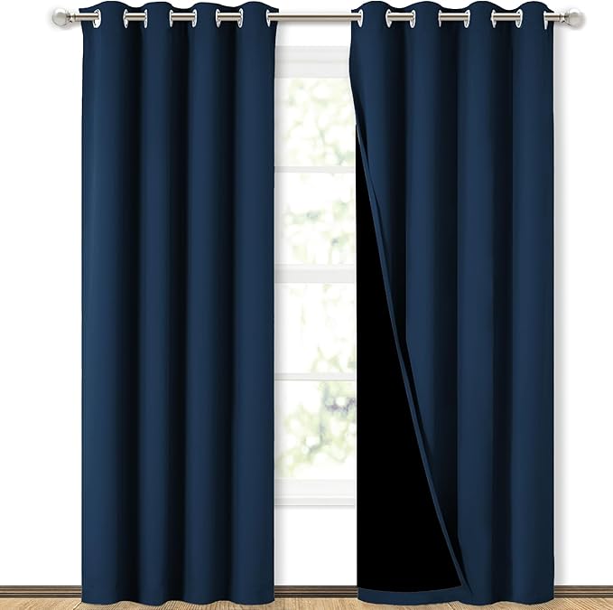 NICETOWN Moroccan Blue Full Shade Curtain Panels, Pair of Energy Smart & Noise by NICETOWN