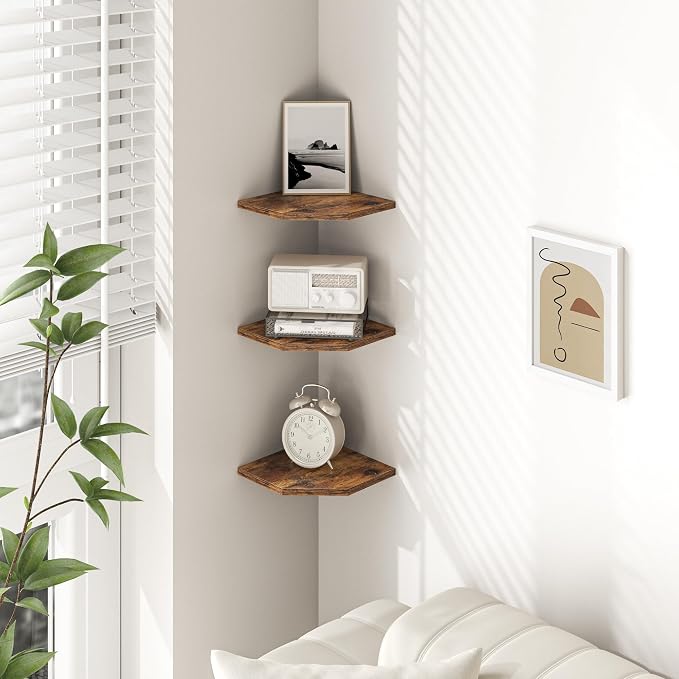Fun Memories Corner Shelf Wall Mount, Floating Corner Shelves, Rustic Wood Wall - Image 2