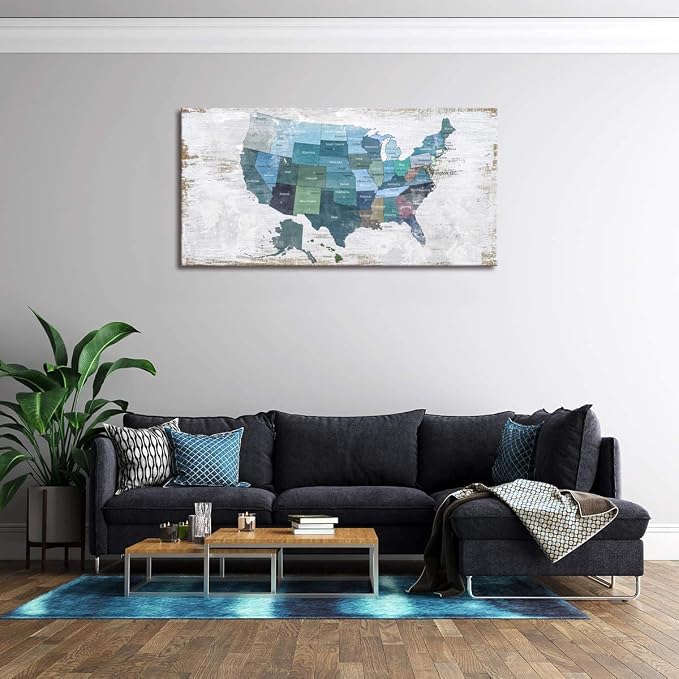 Map of The United States Wall Decor Map Canvas Wall Art - Image 6