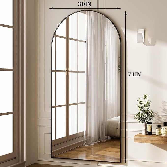 HARRITPURE 71"x30" Arched Full Length Mirror Free Standing Leaning Hanging - Image 5