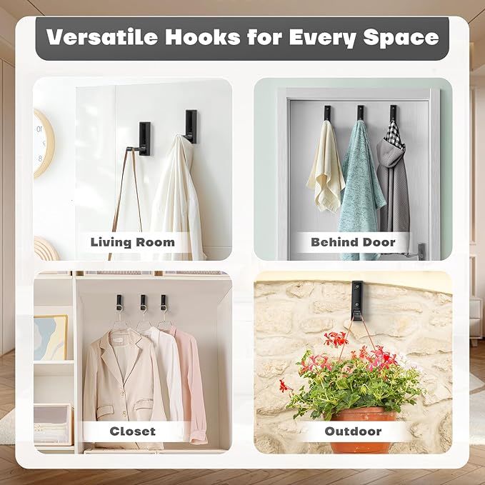 Folding Wall Hooks, Heavy Duty Zinc Alloy No Rust Fold Up Hooks - Image 6