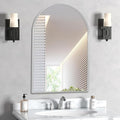 24" x 32" Silver Arched Mirror, Arch Wall Mirror, Metal Frame Black Bathroom by Minuover
