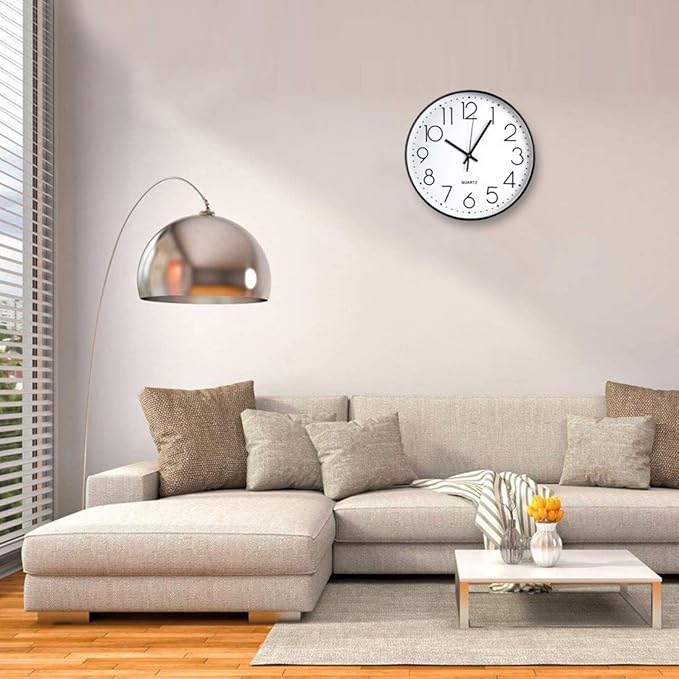 Tosnail 12 Inch Large Non Ticking Wall Clock, Round Silent Battery Operated - Image 3
