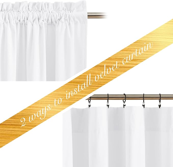 NICETOWN White Velvet Curtains 63 inches - Image 3