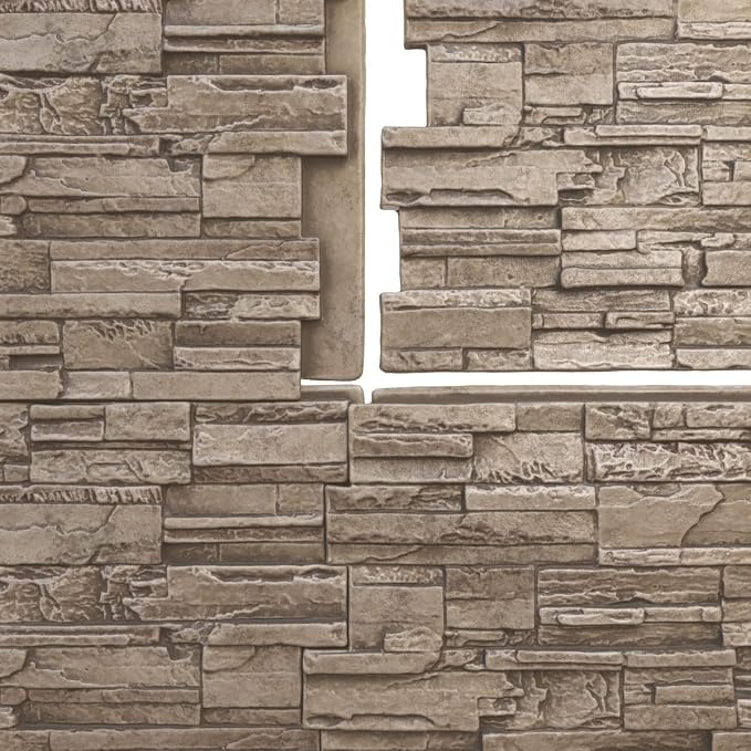 EverStone Cascade Faux Stone Panel, 48 5/8"W x 24 3/4"H x 1 1/4"D, Soft Ash - Image 9