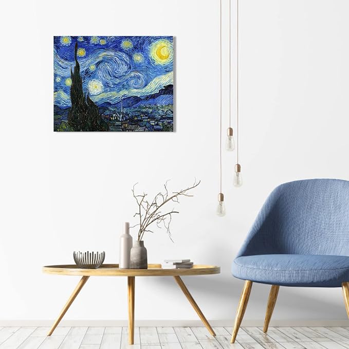 1 KINGO Van Gogh Canvas Wall Art: Starry Night Landscape Painting Picture - Image 6