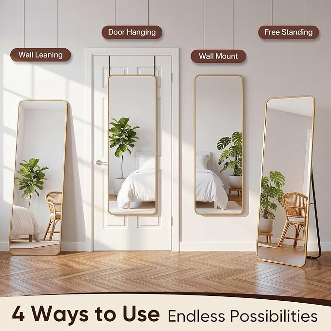 Antok 48"x14" Over the Door Mirror, Full Length Mirror Door Hanging - Image 8