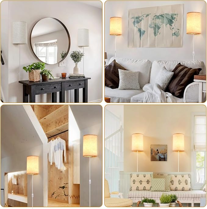 Plug in Wall Sconce, 3 Colors Wall Sconces Set of Two, Industrial Plug in Wall - Image 8