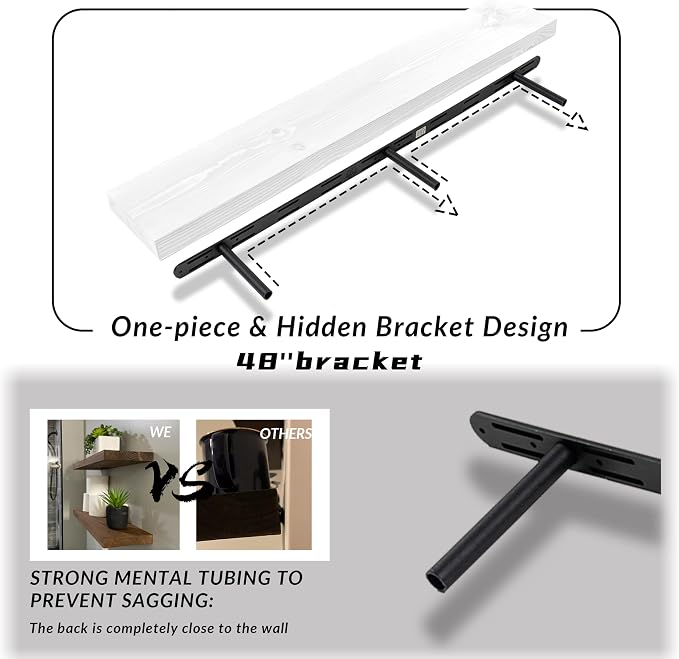 Floating Shelves 48 Inch Long 8" Deep Set of 2, Heavy Duty Wood Wall Mounted - Image 5