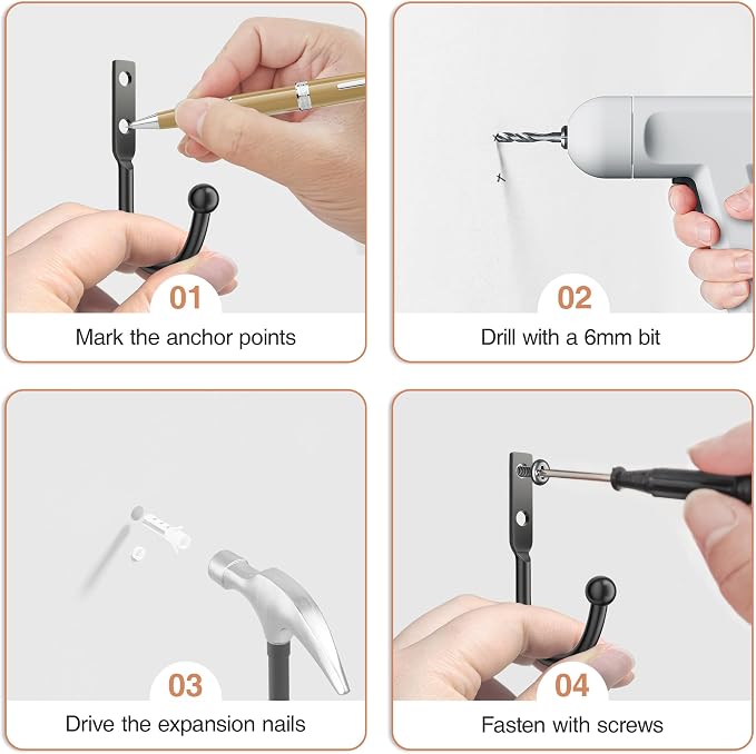 10 Pack Wall Hooks，Metal Hooks Hold up to 45 Lbs，Hooks Wall Mount - Image 7