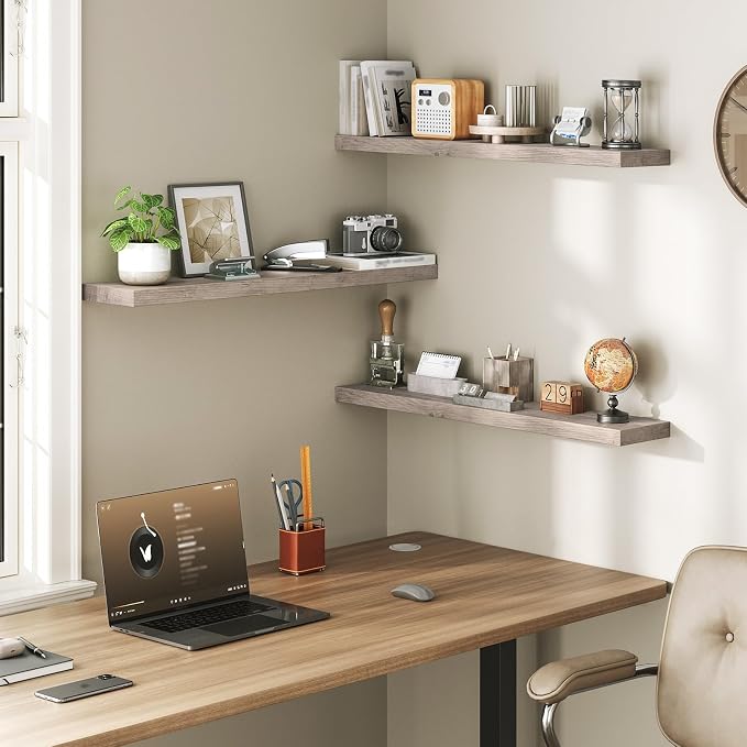 RALGEND Floating Shelves for Wall, 1.5" Thick Wall Shelf Set of 3 - Image 6