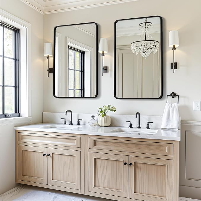 USHOWER 2-Pack Black Bathroom Mirrors - Image 9