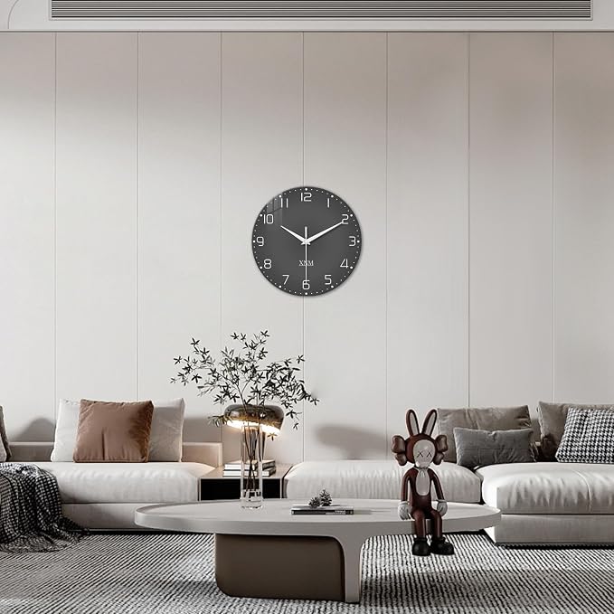 XNM Large Decorative Clocks Battery Operated 20 Inch Dark Grey Wall Clock - Image 4