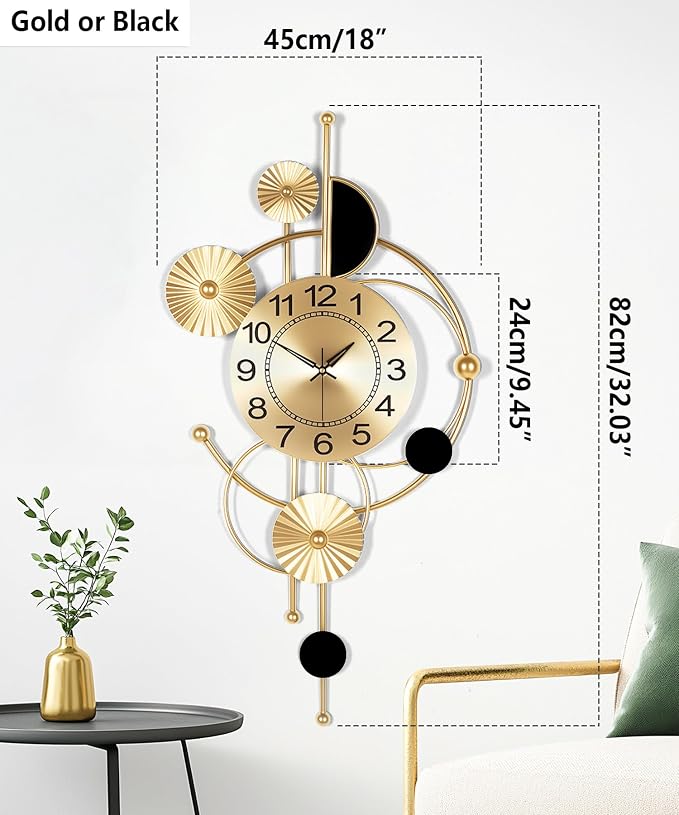 Large Wall Clock, Modern Silent Non-Ticking Metal Wall Clocks, Battery Operated - Image 2