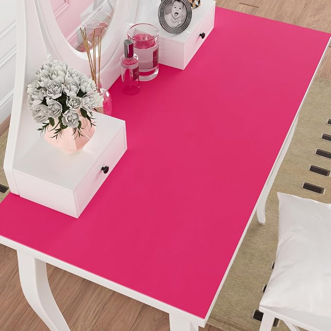 VEELIKE Hot Pink Velvet Fabric Wallpaper Peel and Stick Soft Felt Drawer Liners - Image 4