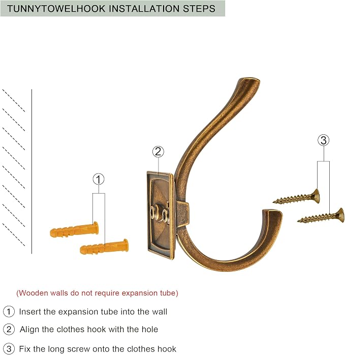 TUNNY 5 Pack Antique Design Wall Hanging Coat Hooks - Image 4