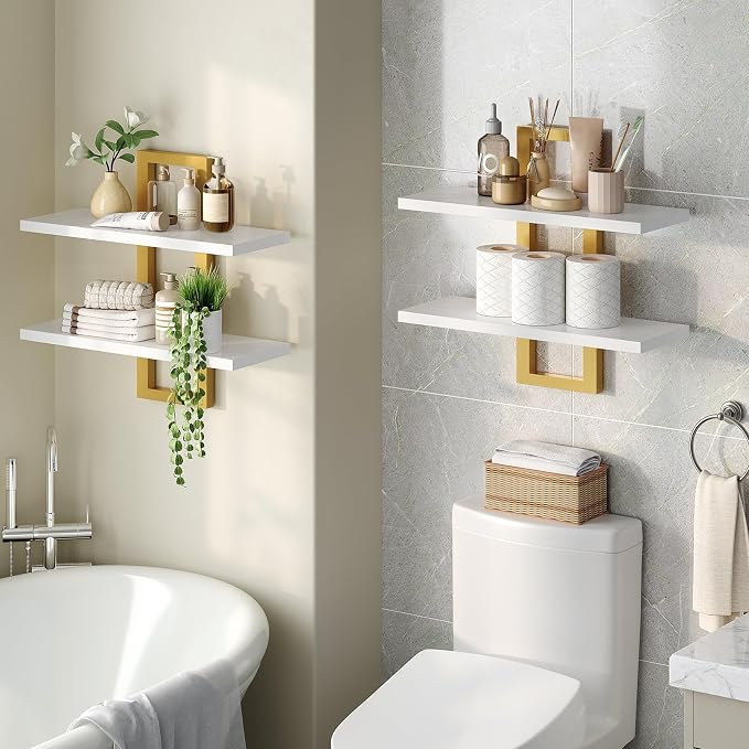 HOOBRO Floating Shelves, 15 Inch Wall Shelf Set of 2, Wall Mounted Storage - Image 5
