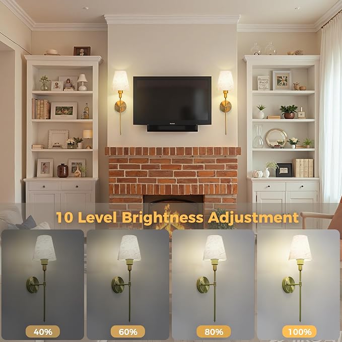 DORESshop Battery Operated Wall Sconce Set of 2, 7 Color Wireless Wall Light - Image 5
