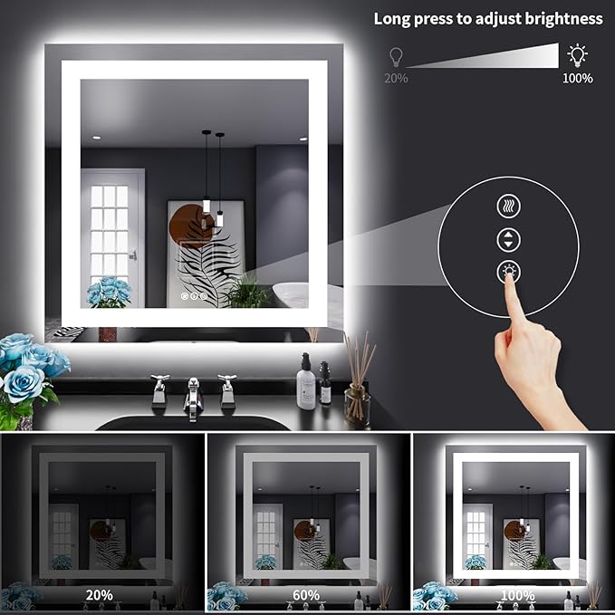 LOAAO 38"X38" LED Bathroom Mirror - Image 4