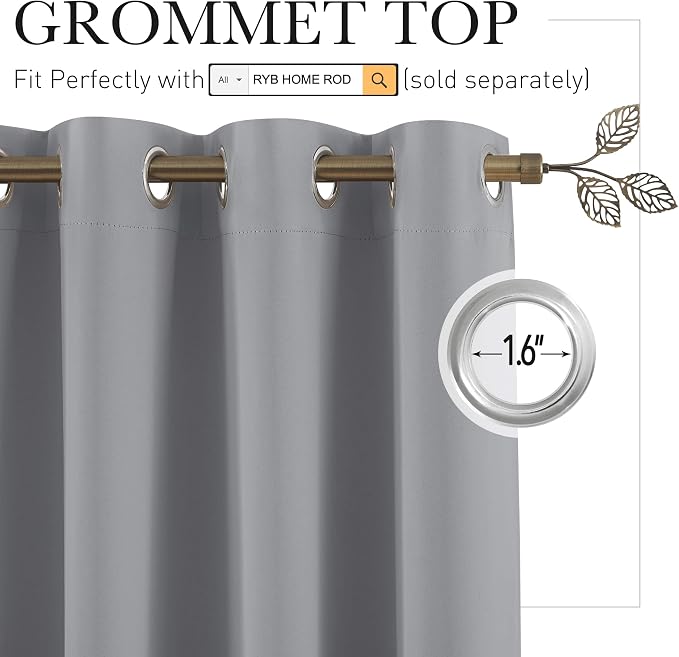 RYB HOME Portable Room Divider Curtains Energy Saving Noise Reducing Drapes - Image 2
