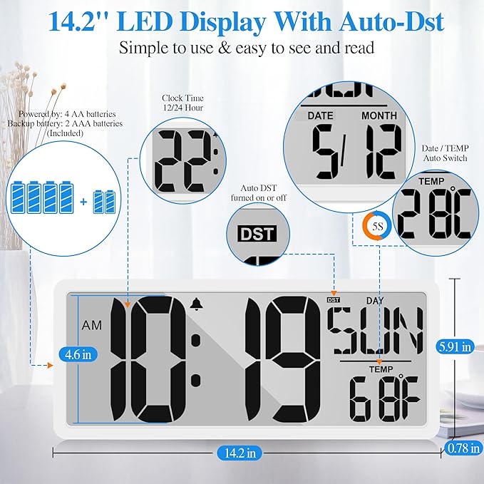 TXL Large Digital Wall Clock - Image 2