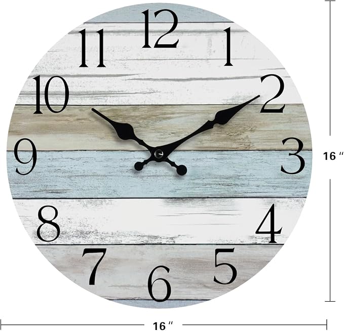 Wall Clock, 16 Inch Silent Non Ticking Wall Clocks Battery Operated, Rustic - Image 4