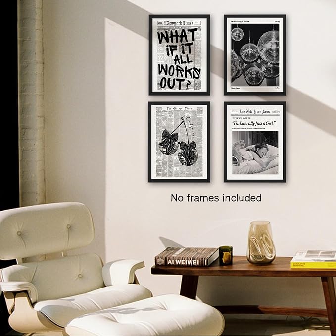 Retro Black And White Newspaper Poster Wall Art, What If It All Works Out Wall - Image 3