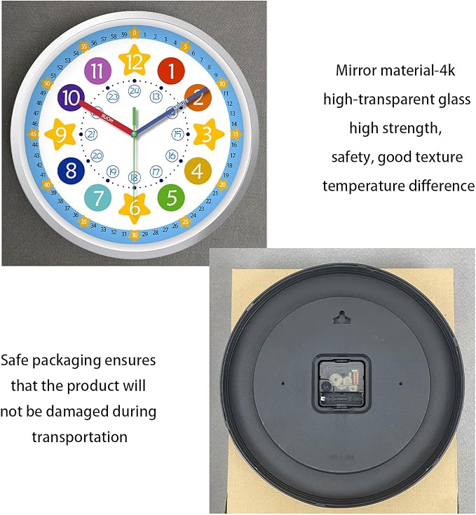 XFM Large Kids Wall Clock 16 Inch Silent Non Ticking Quartz Battery Operated - Image 7