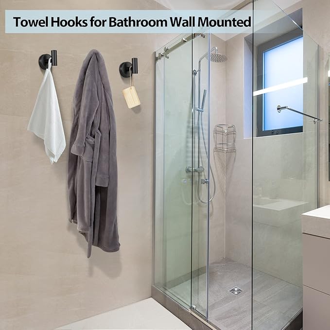 Kruodop Towel Hooks for Bathroom, 6 Packs Wall Mount Towel Holder, Stainless - Image 5