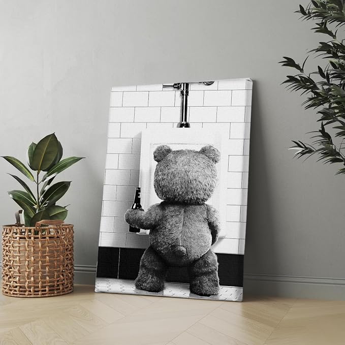 DIHSIEG Motivational Canvas Wall Art Funny Bathroom Wall Art Floral Canvas - Image 5