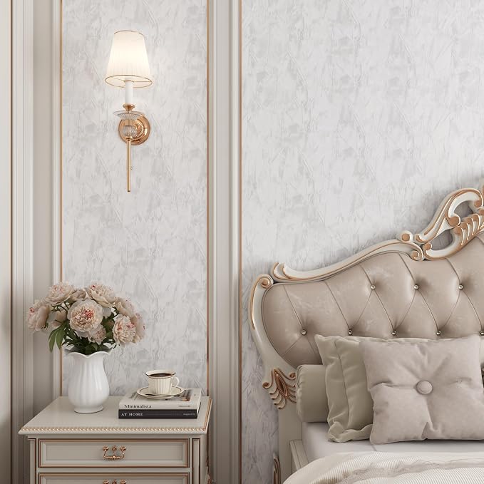 YENHOME Velvet Wallpaper Peel and Stick Textured 17.7"X200" White Velvet Peel - Image 2