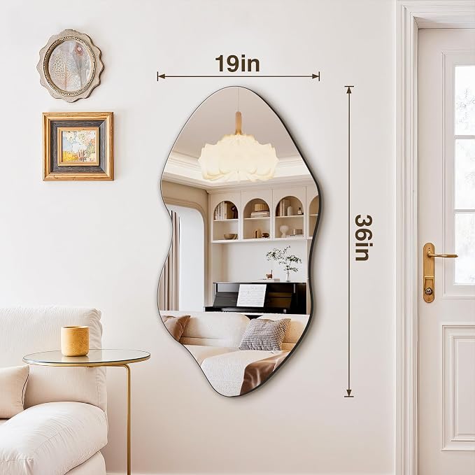 FICTOR Irregular Asymmetrical Wall Mirror, Living Room, Dining Room - Image 2