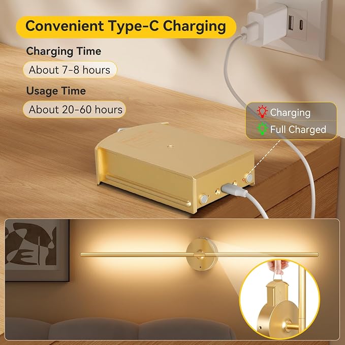 Ouyulong Battery Operated Wall Sconces Set of 2, 8000mAh Wireless Rechargeable - Image 3