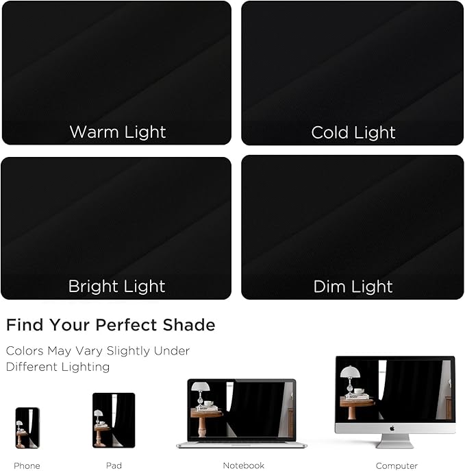 CUCRAF Black Blackout Curtains 72 inch Length 2 Panels Set, Rod Pocket Room - Image 4