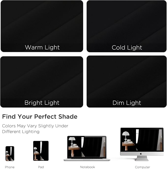 CUCRAF Black Blackout Curtains 96 inch Length 2 Panels Set, Rod Pocket Room - Image 4