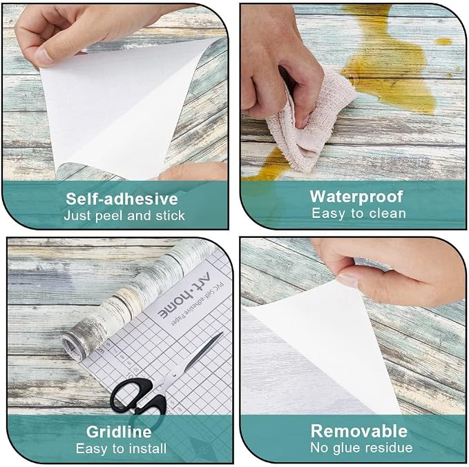 Arthome Rustic Wood Contact Paper Peel and Stick Self-Adhesive Wallpaper - Image 7