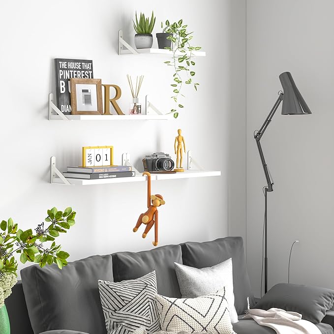 YGEOMER Floating Shelves for Wall, Different Sizes White Wall Shelves for - Image 6