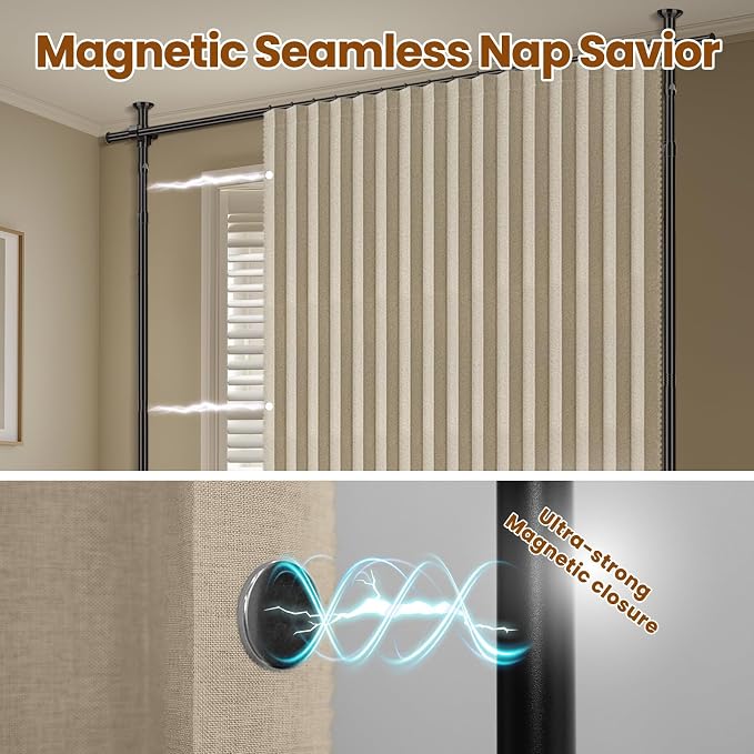 100% Blackout Room Divider Curtains Sets Beige W100 x L96 in, 2 Panels Curtain - Image 6