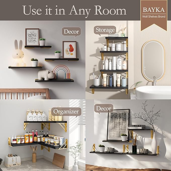 BAYKA Floating Shelves for Bedroom Decor, Wall Shelves for Storage, Wall - Image 3