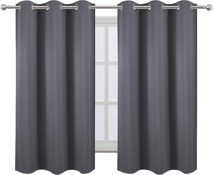 LEMOMO Grey Blackout Curtains for Bedroom Room Darkening Curtains/38 x 54 Inch - Image 2