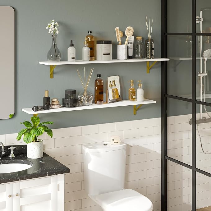 DINZI LVJ Long Wall Shelves, 47.3" Wall Mounted Shelves, Large Floating Shelves - Image 5