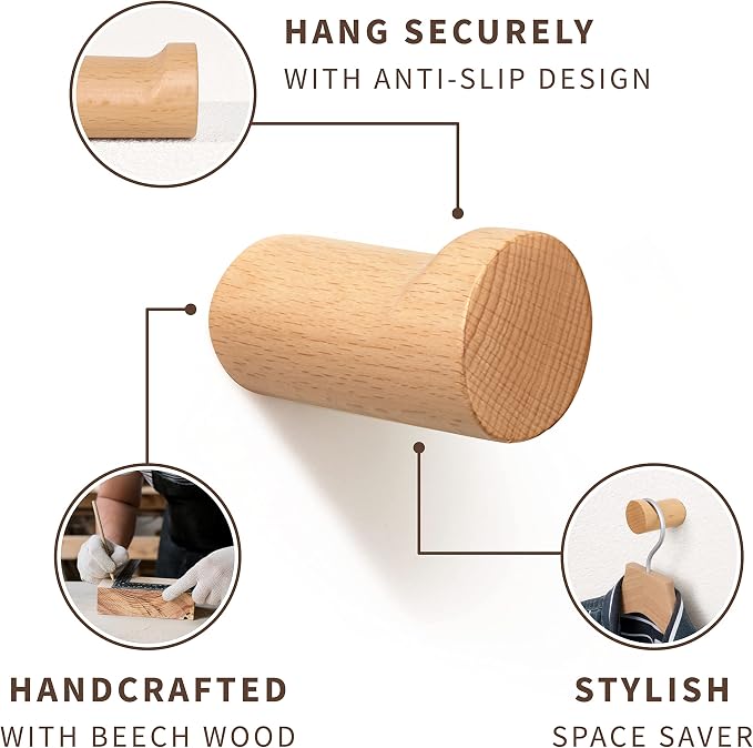 NAUMOO Natural Wooden Wall Hooks - Image 3