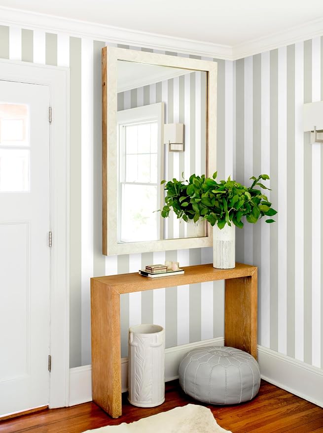 Guvana 17.7"×118" Brown and White Wallpaper Striped Peel and Stick Wallpaper - Image 6