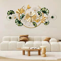 Large Wall Clock for Living Room, 3D 47 Inch Metal Ginkgo Leaf Wall Decor by zyiesrsq